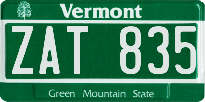 VT license plate ZAT835