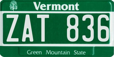 VT license plate ZAT836