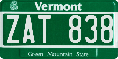 VT license plate ZAT838