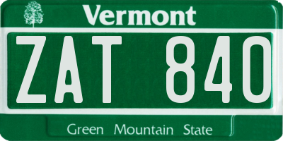 VT license plate ZAT840