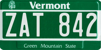 VT license plate ZAT842