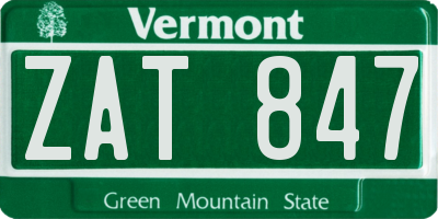 VT license plate ZAT847