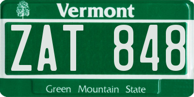 VT license plate ZAT848
