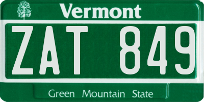 VT license plate ZAT849