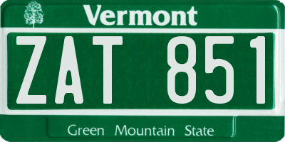 VT license plate ZAT851