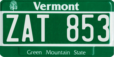 VT license plate ZAT853