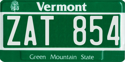 VT license plate ZAT854