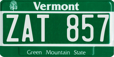 VT license plate ZAT857