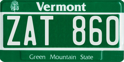 VT license plate ZAT860