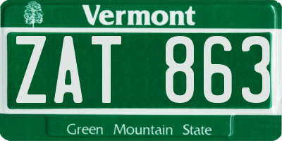 VT license plate ZAT863