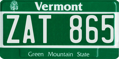 VT license plate ZAT865