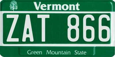 VT license plate ZAT866