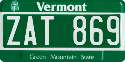 VT license plate ZAT869