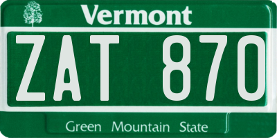 VT license plate ZAT870