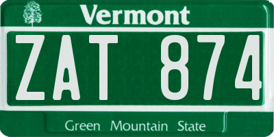 VT license plate ZAT874