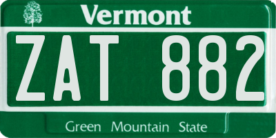 VT license plate ZAT882