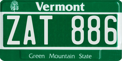 VT license plate ZAT886