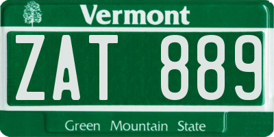 VT license plate ZAT889