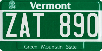 VT license plate ZAT890