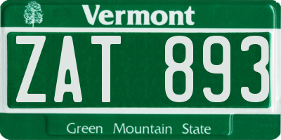 VT license plate ZAT893