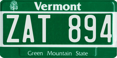 VT license plate ZAT894