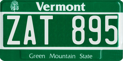 VT license plate ZAT895