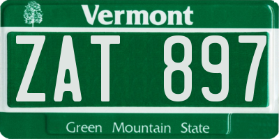 VT license plate ZAT897
