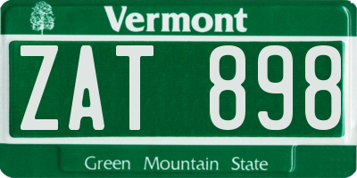 VT license plate ZAT898