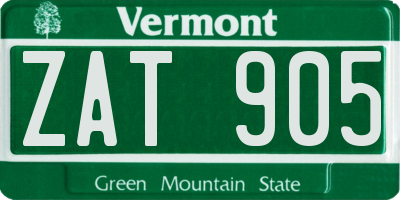 VT license plate ZAT905