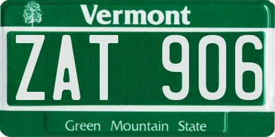 VT license plate ZAT906