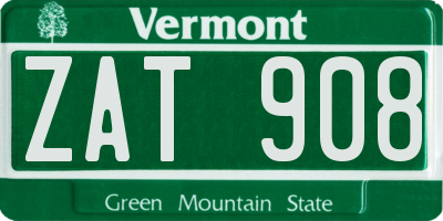 VT license plate ZAT908