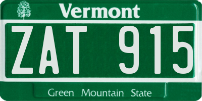 VT license plate ZAT915