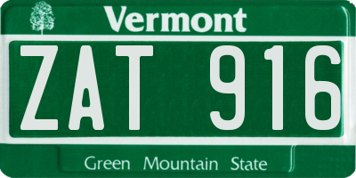 VT license plate ZAT916
