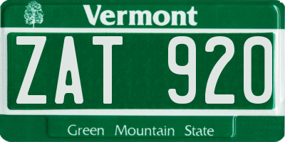 VT license plate ZAT920