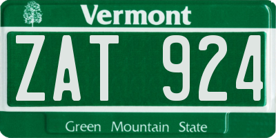 VT license plate ZAT924