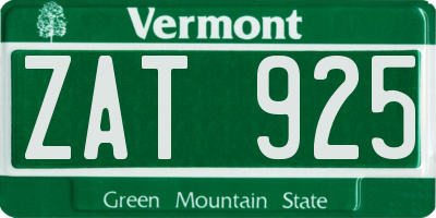 VT license plate ZAT925