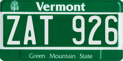 VT license plate ZAT926