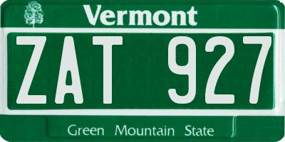 VT license plate ZAT927