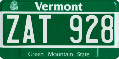 VT license plate ZAT928