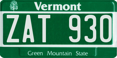 VT license plate ZAT930
