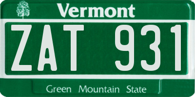 VT license plate ZAT931