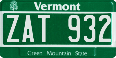 VT license plate ZAT932