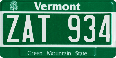 VT license plate ZAT934