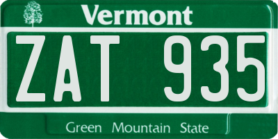VT license plate ZAT935