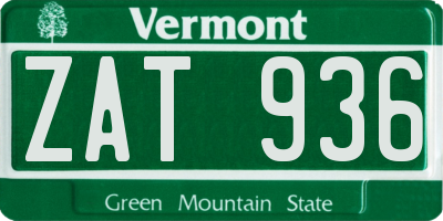 VT license plate ZAT936