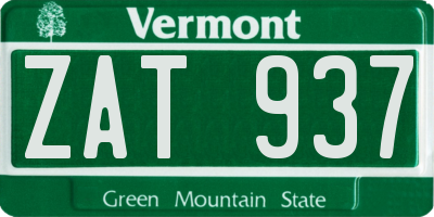 VT license plate ZAT937