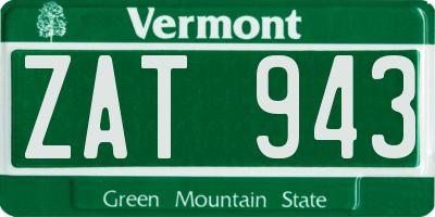 VT license plate ZAT943