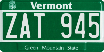 VT license plate ZAT945
