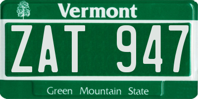 VT license plate ZAT947