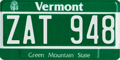 VT license plate ZAT948